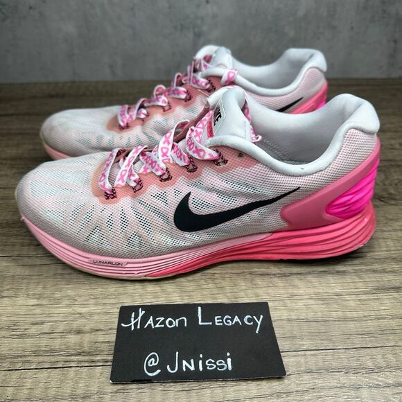 Nike~Women's~Lunar glide 6 Pink/White Running Shoe (654434-106)~Size 7.5 - Picture 1 of 8